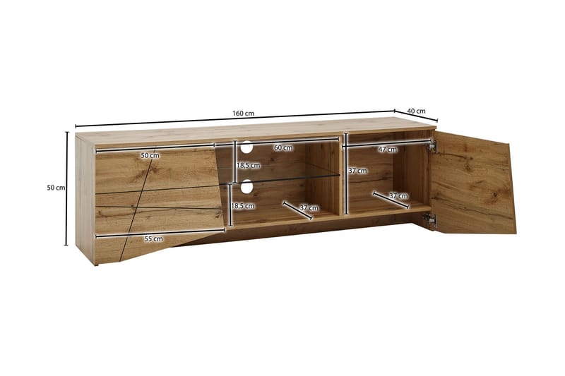 MAZI Tv-bänk 50x160 cm Rektangulär Brun - Möbler - Vardagsrum - Tv-möbler & mediamöbler - Tv-bänkar