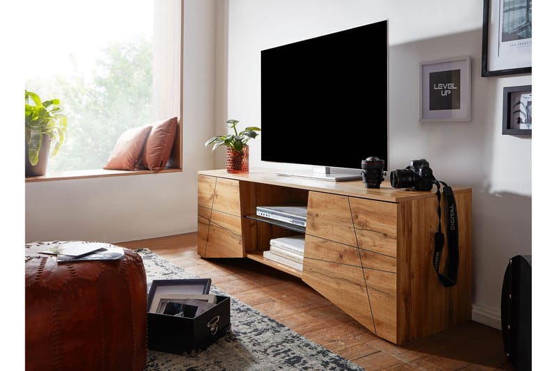 MAZI Tv-bänk 50x160 cm Rektangulär Brun - Tv-bänkar