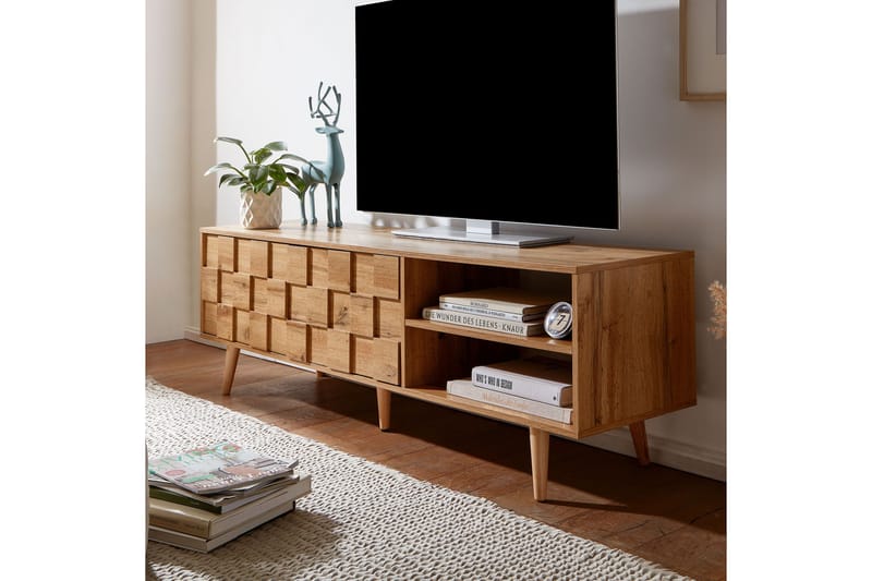 MAZI Tv-bänk 51x160 cm Rektangulär Brun - Möbler - Vardagsrum - Tv-möbler & mediamöbler - Tv-bänkar