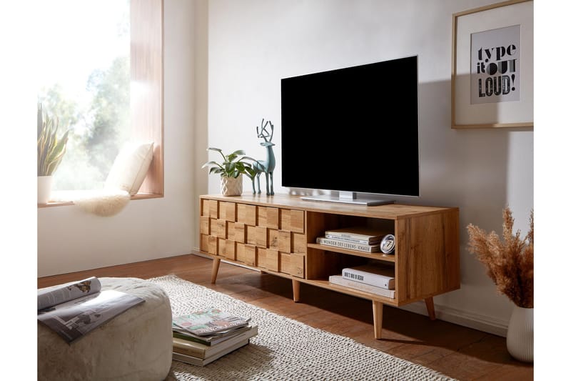 MAZI Tv-bänk 51x160 cm Rektangulär Brun - Möbler - Vardagsrum - Tv-möbler & mediamöbler - Tv-bänkar