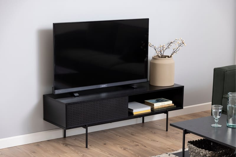 Mehoopany Golvstående Tv-bänk 140 cm med Förvaring i Målat Trä - Svart - Möbler - Vardagsrum - Tv-möbler & mediamöbler - Tv-bänkar