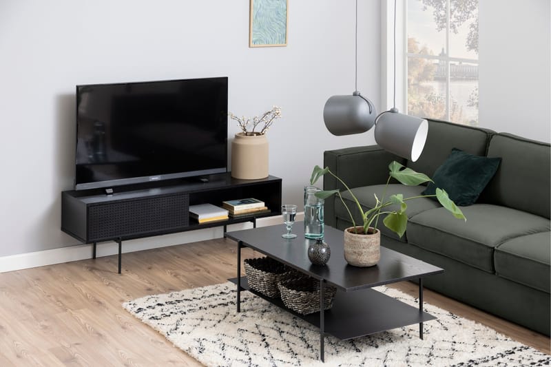Mehoopany Golvstående Tv-bänk 140 cm med Förvaring i Målat Trä - Svart - Möbler - Vardagsrum - Tv-möbler & mediamöbler - Tv-bänkar