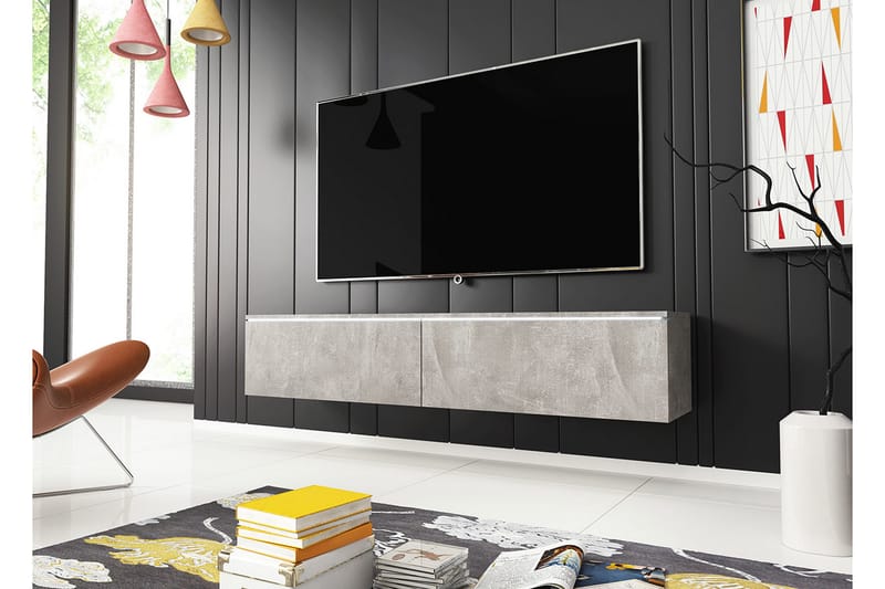 MEILLAC TV-bänk 140x32x30 cm Grå/Vit - Möbler - Vardagsrum - Tv-möbler & mediamöbler - Tv-bänkar