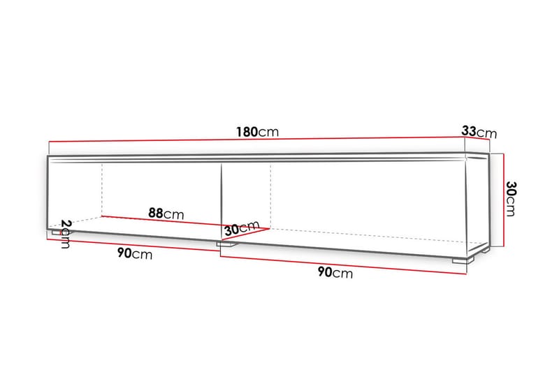 MEILLAC TV-bänk 180 cm Trä/Natur/Vit - Tv-bänkar