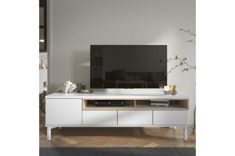 MELE TV-bänk 155,7 Vit/Ek - Möbler - Vardagsrum - Tv-möbler & mediamöbler - Tv-bänkar