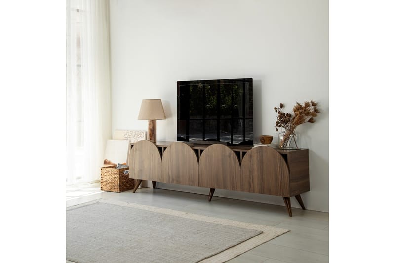 Mesta Golvstående Tv Bänk 180 cm med Förvaring i Valnöt, Brun