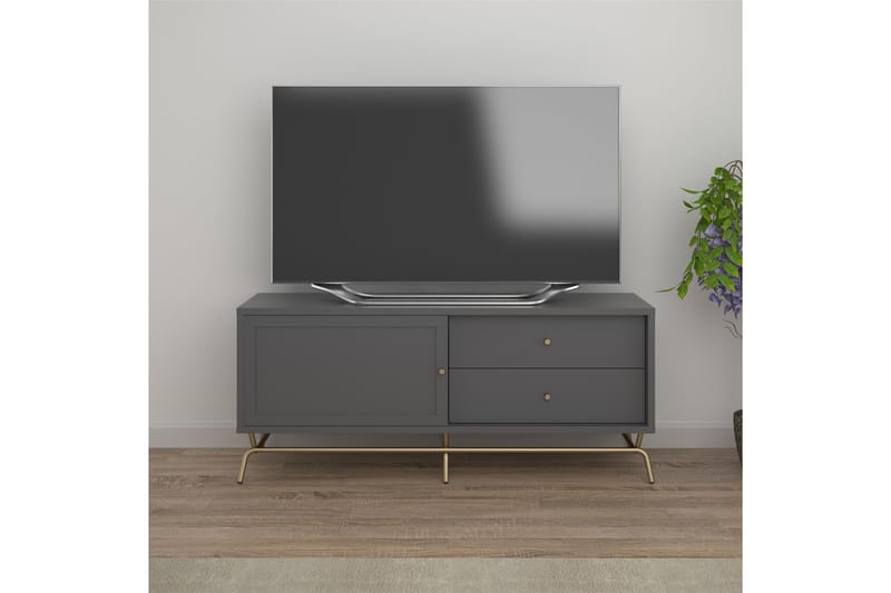 Mirela Golvstående Tv Bänk 150 cm med Förvaring i Målat Trä - Grå - Möbler - Vardagsrum - Tv-möbler & mediamöbler - Tv-bänkar