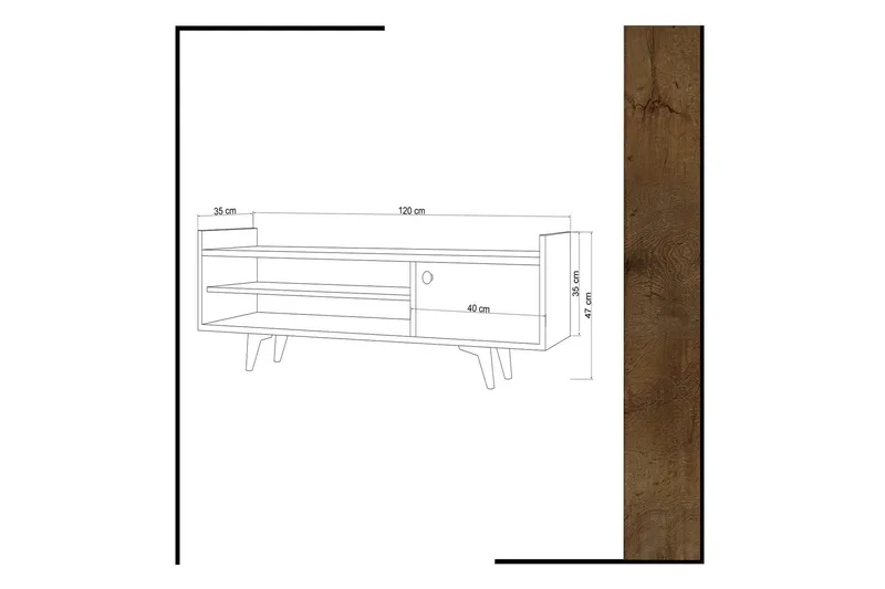 Mod Design Tv-bänk 120 cm - Trä/Vit - Möbler - Vardagsrum - Tv-möbler & mediamöbler - Tv-bänkar
