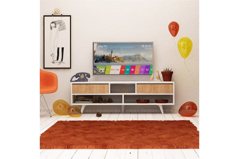 Mod Design Tv-bänk 140 cm - Vit/Brun - Möbler - Vardagsrum - Tv-möbler & mediamöbler - Tv-bänkar
