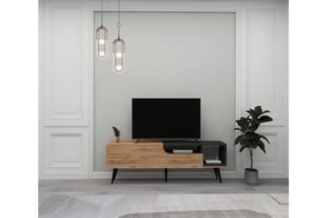 Mul Golvstående TV Bänk 150 cm med Förvaring i Mörkt Trä - Brun - Möbler - Vardagsrum - Tv-möbler & mediamöbler - Tv-bänkar