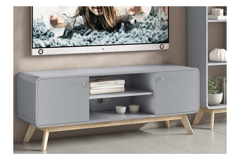 MUNCIE Tv-bänk 140 cm Grå - Möbler - Vardagsrum - Tv-möbler & mediamöbler - Tv-bänkar