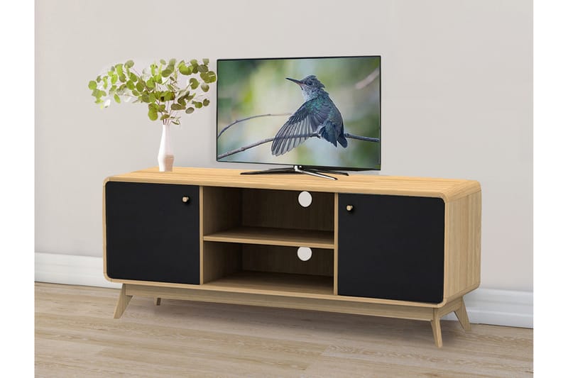 MUNCIE Tv-bänk 140 cm Natur/Svart - Möbler - Vardagsrum - Tv-möbler & mediamöbler - Tv-bänkar