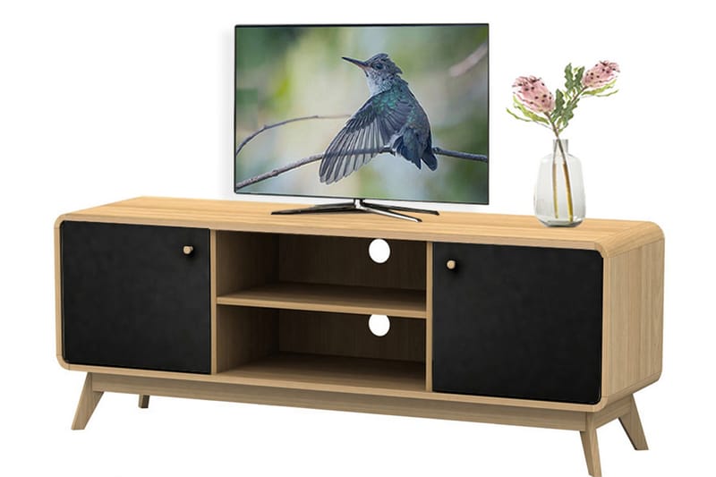 MUNCIE Tv-bänk 140 cm Natur/Svart - Möbler - Vardagsrum - Tv-möbler & mediamöbler - Tv-bänkar