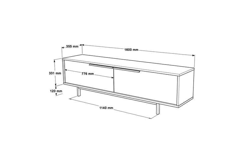 Munish Tv-bänk 160 cm - Ek/Valnöt - Möbler - Vardagsrum - Tv-möbler & mediamöbler - Tv-bänkar