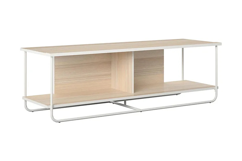 Nadzeya Golvstående Tv-bänk 152,9 cm med Förvaring i Trä med Metallram, Beige