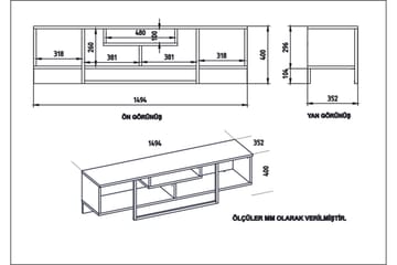 Naftali TV-Bänk 149 cm - Vit/Svart - Möbler - Vardagsrum - Tv-möbler & mediamöbler - Tv-bänkar