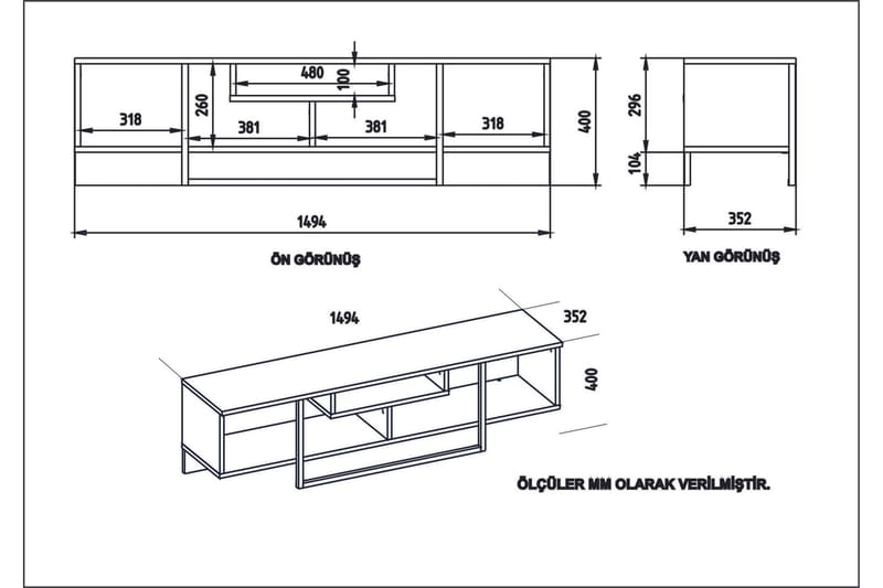 Naftali TV-Bänk 149 cm - Vit/Svart - Möbler - Vardagsrum - Tv-möbler & mediamöbler - Tv-bänkar
