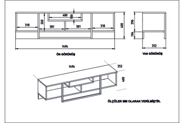 Naftali TV-Bänk 149 cm - Vit/Svart/Ek - Möbler - Vardagsrum - Tv-möbler & mediamöbler - Tv-bänkar