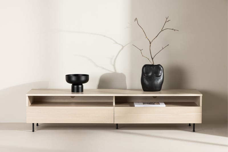 Navarra Golvstående Tv Bänk 180 cm med Förvaring i Målat Trä - Beige - Möbler - Vardagsrum - Tv-möbler & mediamöbler - Tv-bänkar