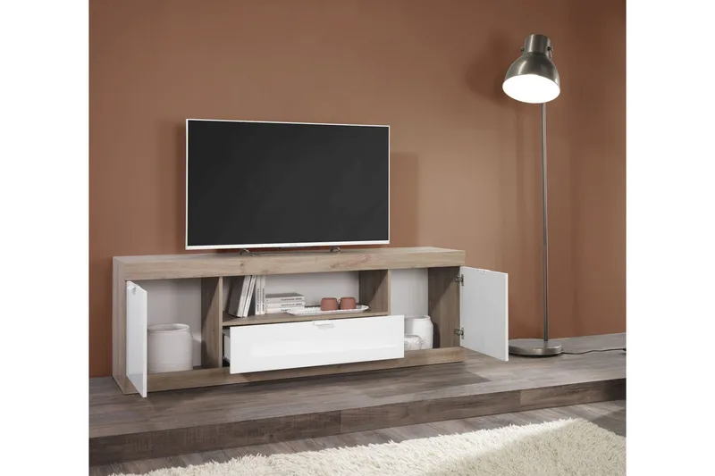 Nicery Tv-Bänk 180 cm - Vit/Brun - Möbler - Vardagsrum - Tv-möbler & mediamöbler - Tv-bänkar