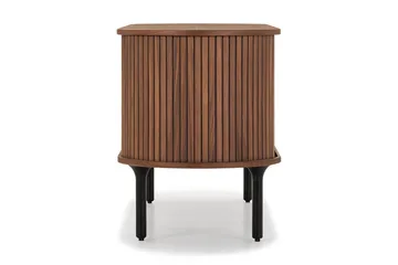 Noira Oval TV bänk Valnöt 150x45 cm Ribbad - Mörkbrunt / Brunt Trä - Möbler - Vardagsrum - Tv-möbler & mediamöbler - Tv-bänkar