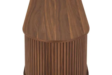 Noira Oval TV bänk Valnöt 150x45 cm Ribbad - Mörkbrunt / Brunt Trä - Möbler - Vardagsrum - Tv-möbler & mediamöbler - Tv-bänkar
