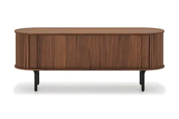 Noira Oval TV bänk Valnöt 150x45 cm Ribbad - Mörkbrunt / Brunt Trä - Möbler - Vardagsrum - Tv-möbler & mediamöbler - Tv-bänkar