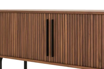 Noira Oval TV bänk Valnöt 150x45 cm Ribbad - Mörkbrunt / Brunt Trä - Möbler - Vardagsrum - Tv-möbler & mediamöbler - Tv-bänkar
