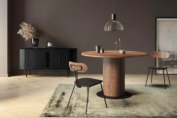 Noira Oval TV bänk Valnöt 150x45 cm Ribbad - Mörkbrunt / Brunt Trä - Möbler - Vardagsrum - Tv-möbler & mediamöbler - Tv-bänkar