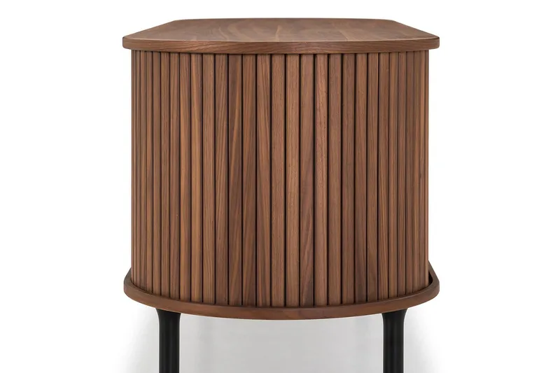 Noira Oval TV bänk Valnöt 150x45 cm Ribbad - Mörkbrunt / Brunt Trä - Möbler - Vardagsrum - Tv-möbler & mediamöbler - Tv-bänkar