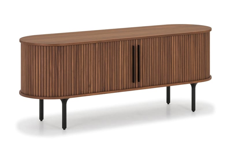 Noira Oval TV bänk Valnöt 150x45 cm Ribbad - Möbler - Vardagsrum - Tv-möbler & mediamöbler - Tv-bänkar