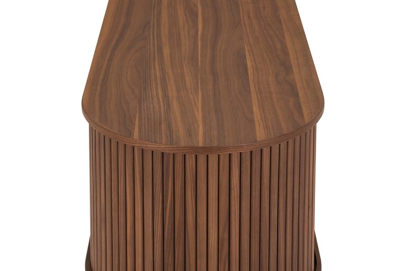 Noira Oval TV bänk Valnöt 150x45 cm Ribbad - Möbler - Vardagsrum - Tv-möbler & mediamöbler - Tv-bänkar