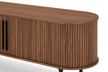 Noira Ribbad Oval TV-bänk 150 cm med Förvaring i Trä och Valnöt - Brun - Möbler - Vardagsrum - Tv-möbler & mediamöbler - Tv-bänkar