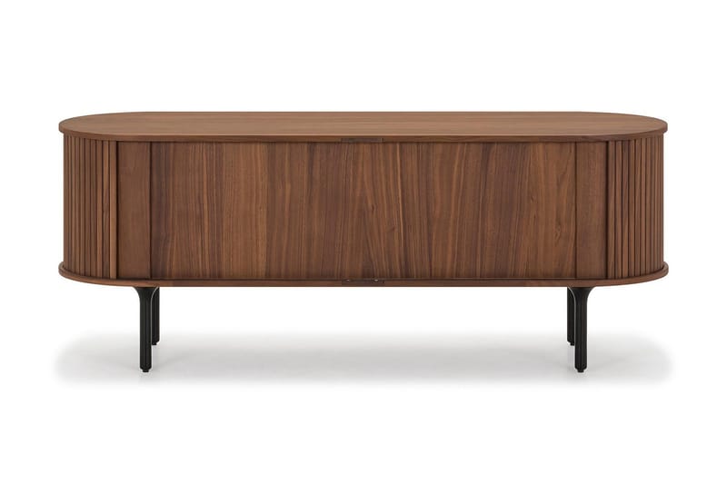 Noira Ribbad Oval TV-bänk 150 cm med Förvaring i Trä och Valnöt - Brun - Möbler - Vardagsrum - Tv-möbler & mediamöbler - Tv-bänkar