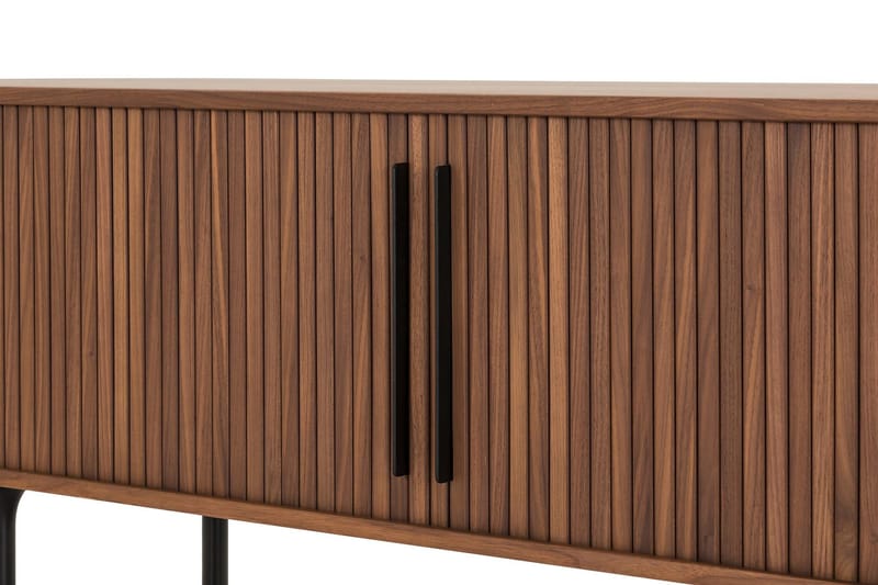 Noira Ribbad Oval TV-bänk 150 cm med Förvaring i Trä och Valnöt - Brun - Möbler - Vardagsrum - Tv-möbler & mediamöbler - Tv-bänkar