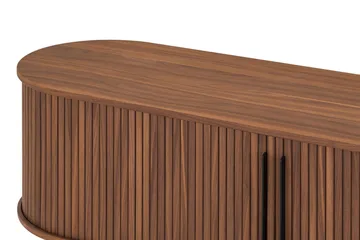 Noira Ribbad Oval TV-bänk 150 cm med Förvaring i Trä och Valnöt - Brun - Möbler - Vardagsrum - Tv-möbler & mediamöbler - Tv-bänkar