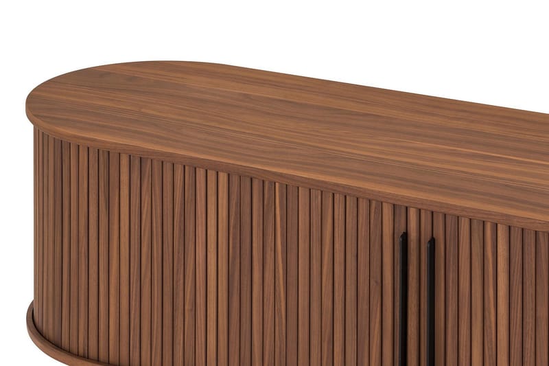 Noira Ribbad Oval TV-bänk 150 cm med Förvaring i Trä och Valnöt - Brun - Möbler - Vardagsrum - Tv-möbler & mediamöbler - Tv-bänkar