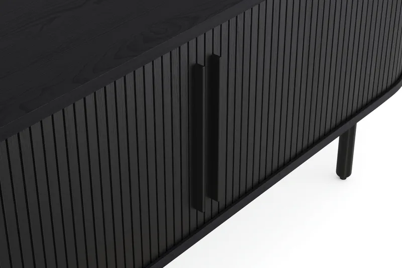 Noira Tv bänk med Förvaring 150x45 cm - Svart / Ek / Ribbad - Möbler - Vardagsrum - Tv-möbler & mediamöbler - Tv-bänkar