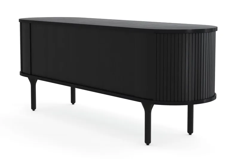 Noira Tv bänk med Förvaring 150x45 cm - Svart / Ek / Ribbad - Möbler - Vardagsrum - Tv-möbler & mediamöbler - Tv-bänkar