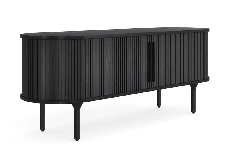 Noira Tv bänk med Förvaring 150x45 cm, Svart / Ek / Ribbad