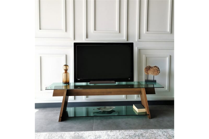 Noralee TV-Bänk 158 cm - Valnöt/Grön - Möbler - Vardagsrum - Tv-möbler & mediamöbler - Tv-bänkar