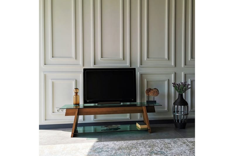 Noralee TV-Bänk 158 cm - Valnöt/Grön - Möbler - Vardagsrum - Tv-möbler & mediamöbler - Tv-bänkar