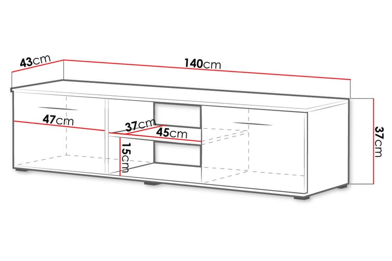 NORREDINGE TV-bänk 140 cm Ek/Svart - Möbler - Vardagsrum - Tv-möbler & mediamöbler - Tv-bänkar