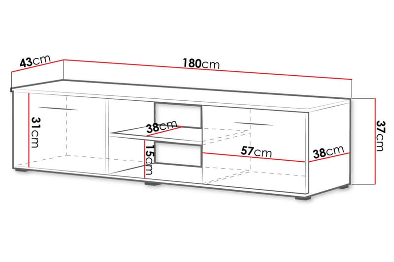 NORREDINGE TV-bänk 180 cm Ek/Svart - Möbler - Vardagsrum - Tv-möbler & mediamöbler - Tv-bänkar