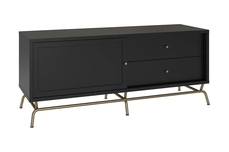 Nova Golvstående TV-bänk 150 cm med Förvaring i Målat Trä, Svart
