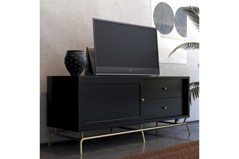 Nova Golvstående TV-bänk 150 cm med Förvaring i Målat Trä - Svart - Möbler - Vardagsrum - Tv-möbler & mediamöbler - Tv-bänkar