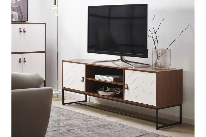 Nueva Golvstående TV Bänk 150 cm med Förvaring i Mörkt Trä - Brun - Möbler - Vardagsrum - Tv-möbler & mediamöbler - Tv-bänkar