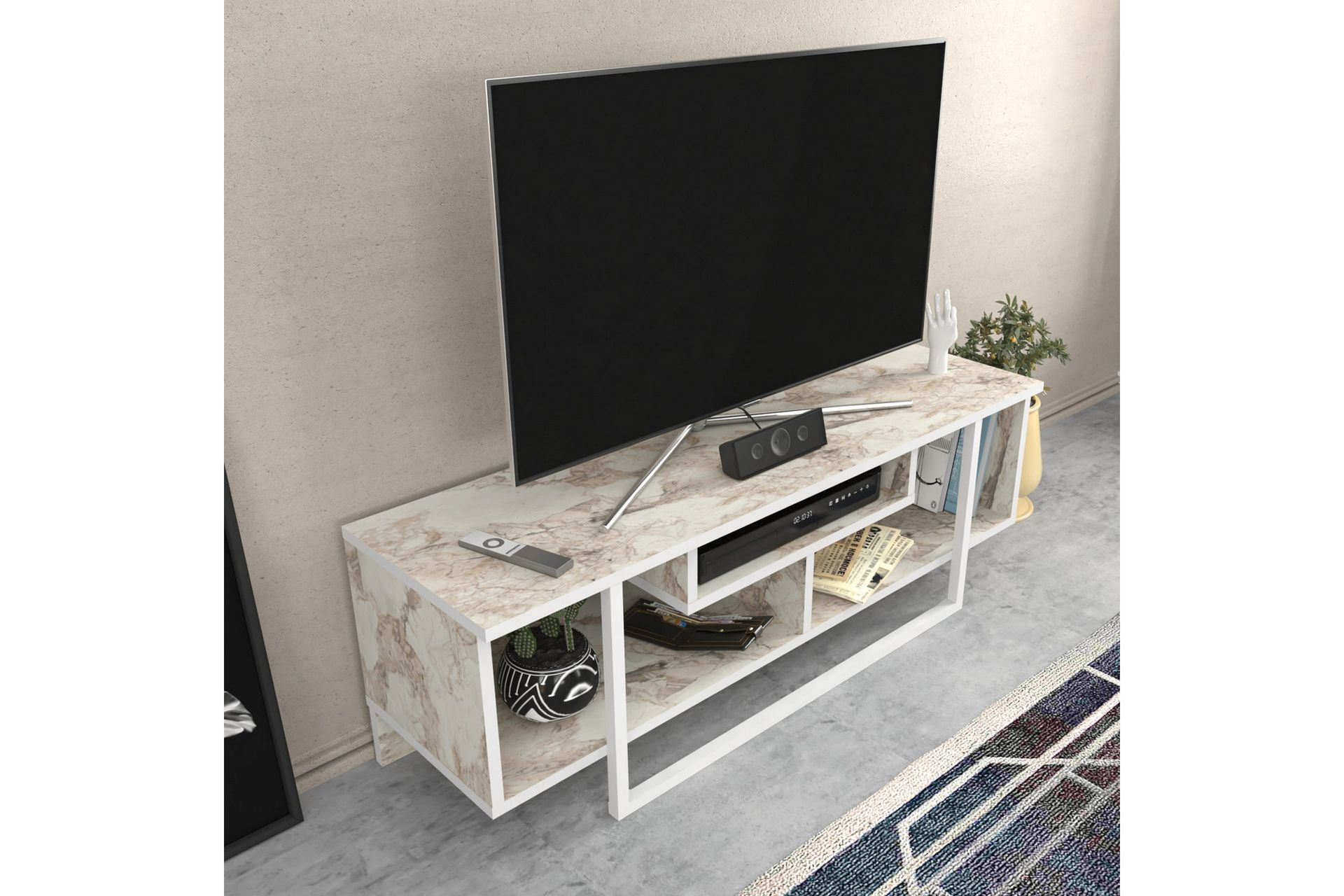 OBURUS Tv-bänk 120x40,2 cm Vit - Möbler - Vardagsrum - Tv-möbler & mediamöbler - Tv-bänkar
