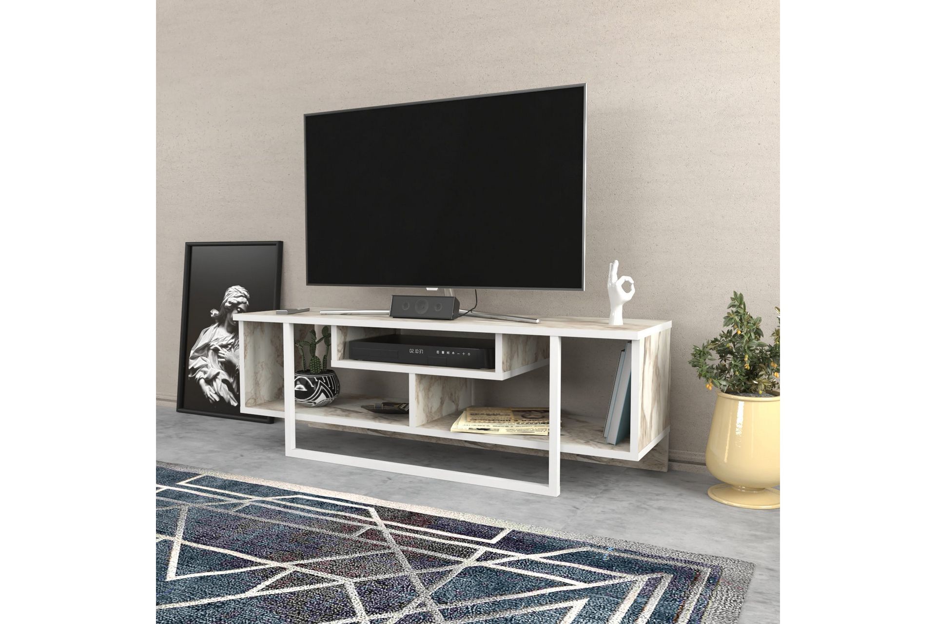 OBURUS Tv-bänk 120x40,2 cm Vit - Möbler - Vardagsrum - Tv-möbler & mediamöbler - Tv-bänkar