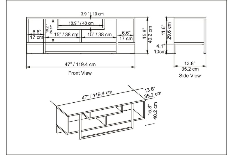 OBURUS Tv-bänk 120x40,2 cm Vit - Tv-bänkar